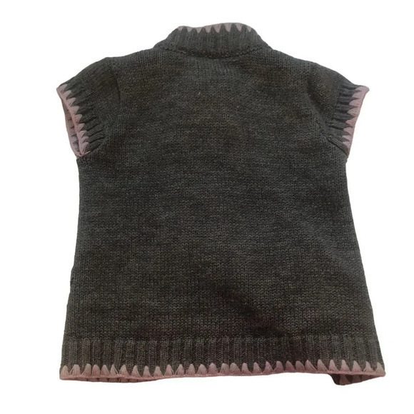 Little Lass Girls Gray Knit Vest Sleeveless Diamond Pattern Button Down - Picture 7 of 8